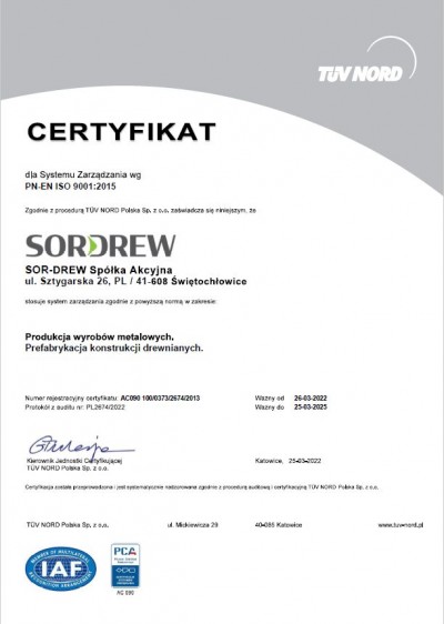 Certyfikat ISO 1